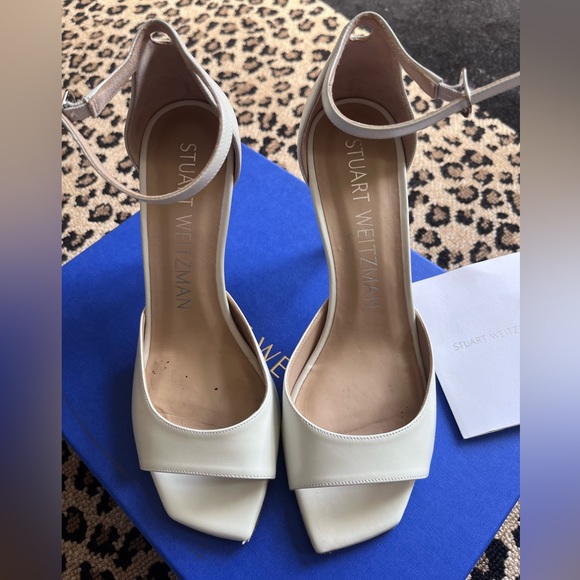 Stuart Whitman Allison 85 white sandal heels - Picture 2 of 8